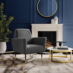 Homeroots 32" Dark Gray And Gold Linen Arm Chair Dark Grey,Linen  533827