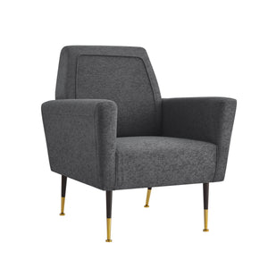 Homeroots 32" Dark Gray And Gold Linen Arm Chair Dark Grey,Linen  533827
