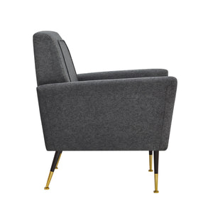Homeroots 32" Dark Gray And Gold Linen Arm Chair Dark Grey,Linen  533827