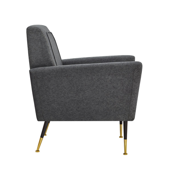 Homeroots 32" Dark Gray And Gold Linen Arm Chair Dark Grey,Linen  533827