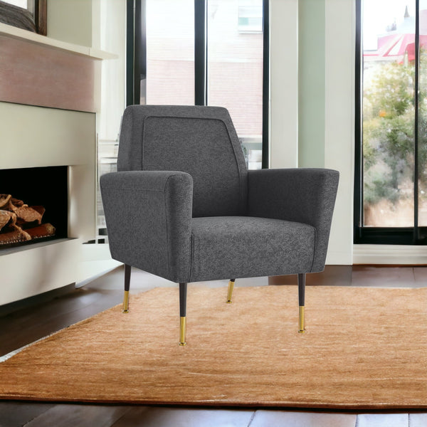 Homeroots 32" Dark Gray And Gold Linen Arm Chair Dark Grey,Linen  533827