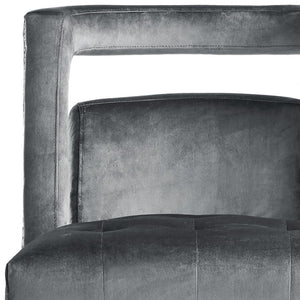Homeroots 26" Gray And Black Velvet Tufted Side Chair – Stylish, Durable Seating With Nailhead Trim For Any Room   533839
