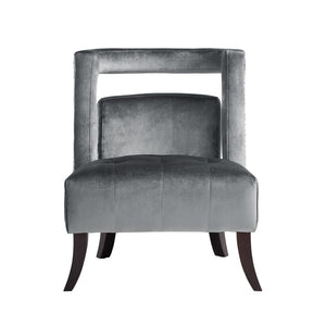 HomeRoots 26" Gray Velvet Tufted Accent Chair with Nailhead Trim – Elegant Comfort for Living & Office Spaces 533839