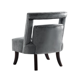 Homeroots 26" Gray And Black Velvet Tufted Side Chair – Stylish, Durable Seating With Nailhead Trim For Any Room   533839