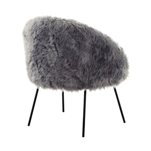 Homeroots 28" Gray And Black Faux Fur Arm Chair Grey  533845