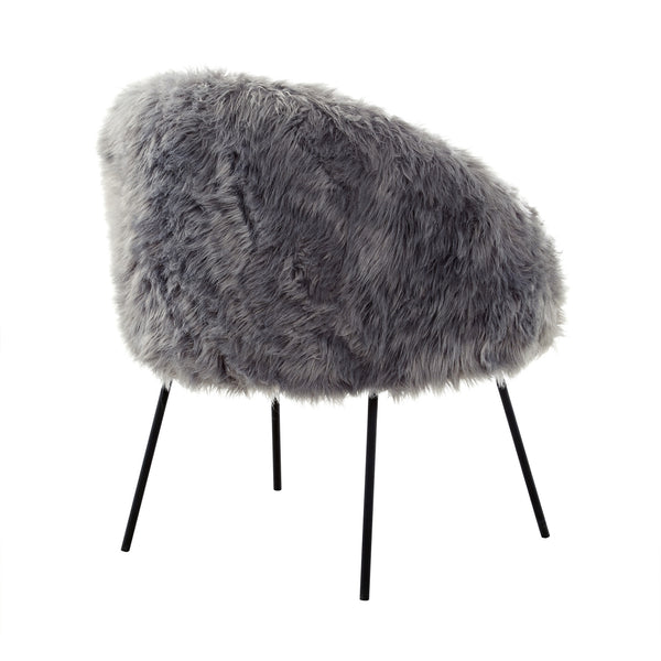 Homeroots 28" Gray And Black Faux Fur Arm Chair Grey  533845