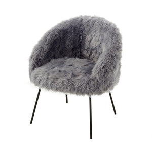 Homeroots 28" Gray And Black Faux Fur Arm Chair Grey  533845