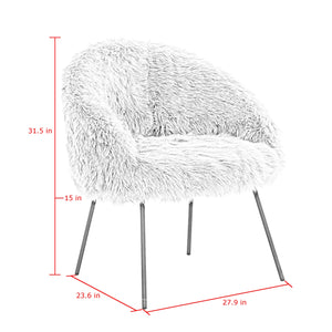 Homeroots 28" Rose And White Faux Fur Arm Chair Rose  533846