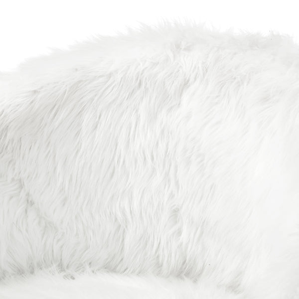 Homeroots 28" White And Gold Faux Fur Arm Chair White  533847