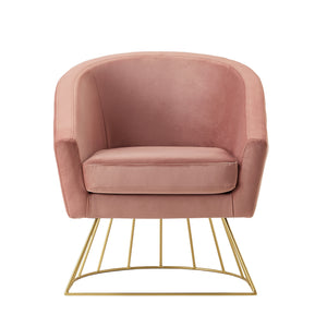 Homeroots 29" Blush And Gold Velvet Barrel Chair   533848