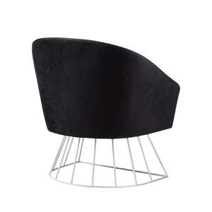 Homeroots 29" Black Velvet Barrel Chair With Silver Accents - Stylish Comfort For Modern Living Spaces   533849
