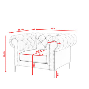 Homeroots 39" Gray And Gold Velvet Tufted Chesterfield Chair Grey  533854