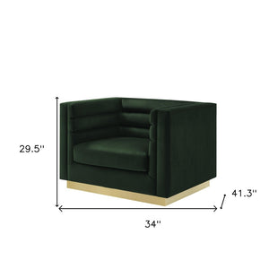 Homeroots 34" Hunter Green Velvet Tufted Club Chair - Stylish Comfort With Durable Design For Any Space Hunter Green  533859