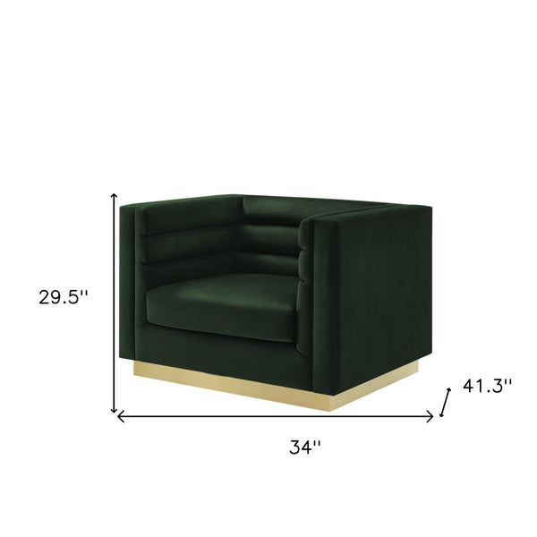 Homeroots 34" Hunter Green Velvet Tufted Club Chair - Stylish Comfort With Durable Design For Any Space Hunter Green  533859