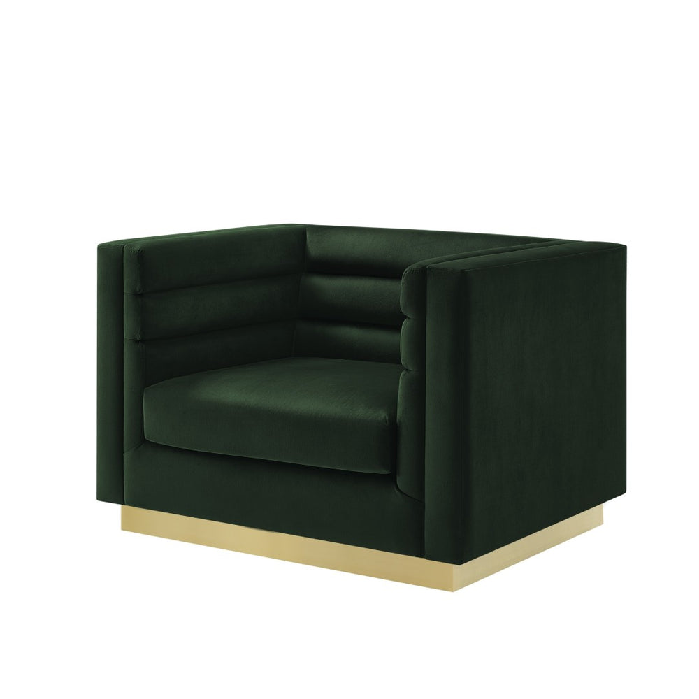 HomeRoots 34" Plush Velvet Tufted Club Chair - Mid-Century Elegance with Luxe Comfort for Any Living Space Hunter Green 533859