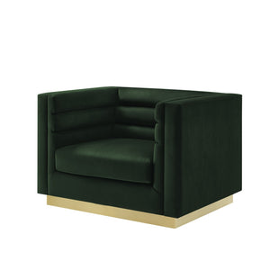 HomeRoots 34" Plush Velvet Tufted Club Chair - Mid-Century Elegance with Luxe Comfort for Any Living Space Hunter Green 533859