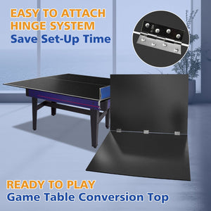 English Elm 6*3ft Foldable Mdf Ping Pong Conversion Top for Indoor Game Room Practice Black W1408P318965