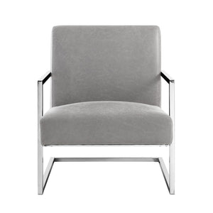 Homeroots 27" Light Gray And Silver Faux Leather Arm Chair   533872