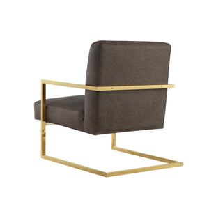 Homeroots 27" Tan And Gold Faux Leather Arm Chair   533874