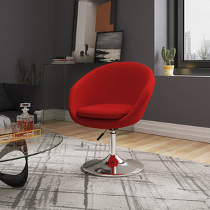 English Elm Hopper Upholstered Swivel Lounge Chair with Chrome Base, Adjustable Height, Modern Bowl Seat Comfort Red B365P397958