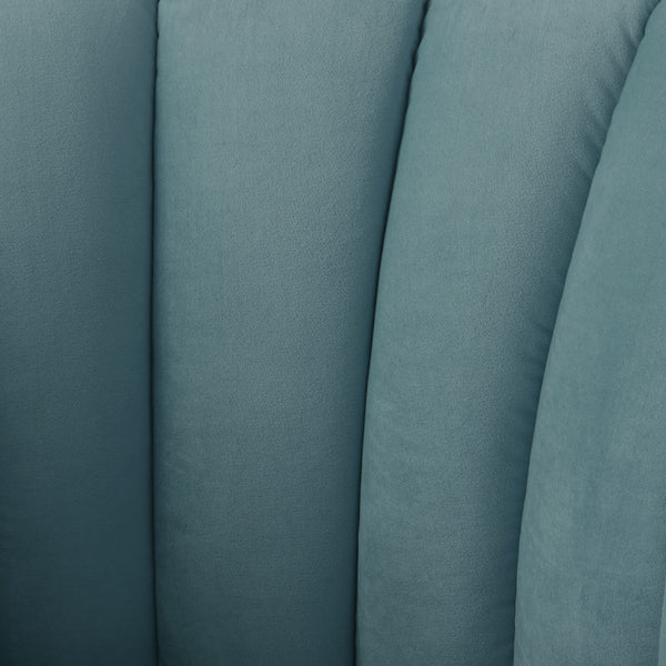 Homeroots 31" Teal Blue And Gold Velvet Tufted Barrel Chair Teal,Gold  533881