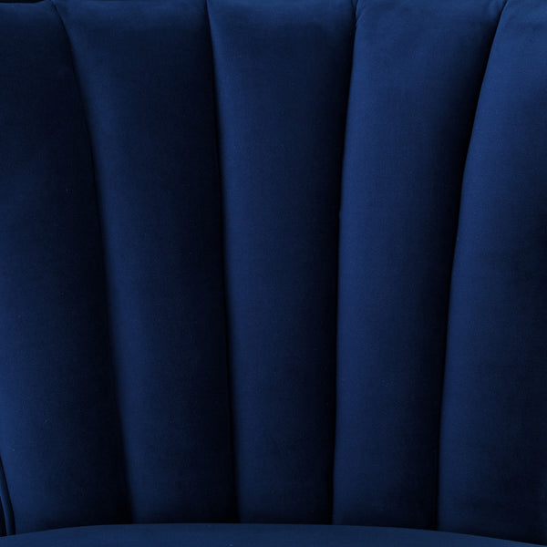 Homeroots 30" Navy Blue And Black Velvet Tufted Wingback Chair Navy  533883