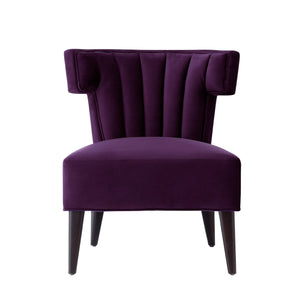 Homeroots 30" Purple And Black Velvet Tufted Wingback Chair Purple  533884