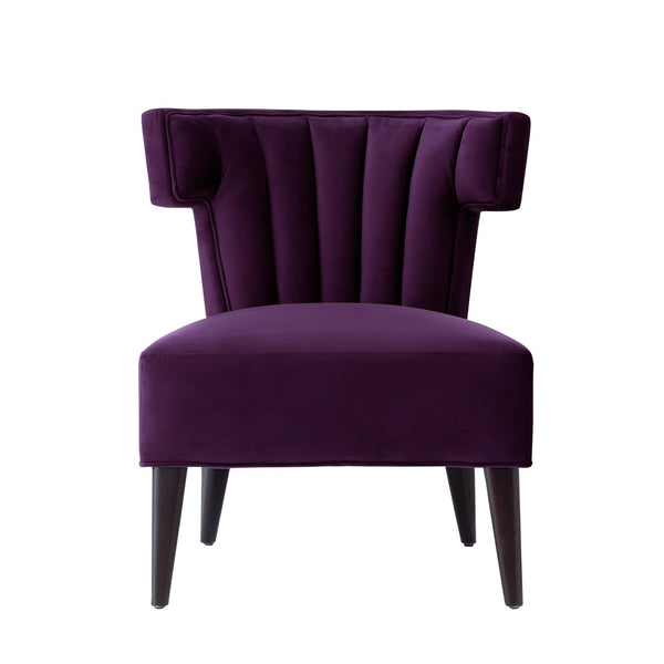 Homeroots 30" Purple And Black Velvet Tufted Wingback Chair Purple  533884