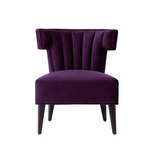 Homeroots 30" Purple And Black Velvet Tufted Wingback Chair Purple  533884