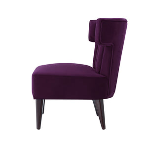 Homeroots 30" Purple And Black Velvet Tufted Wingback Chair Purple  533884