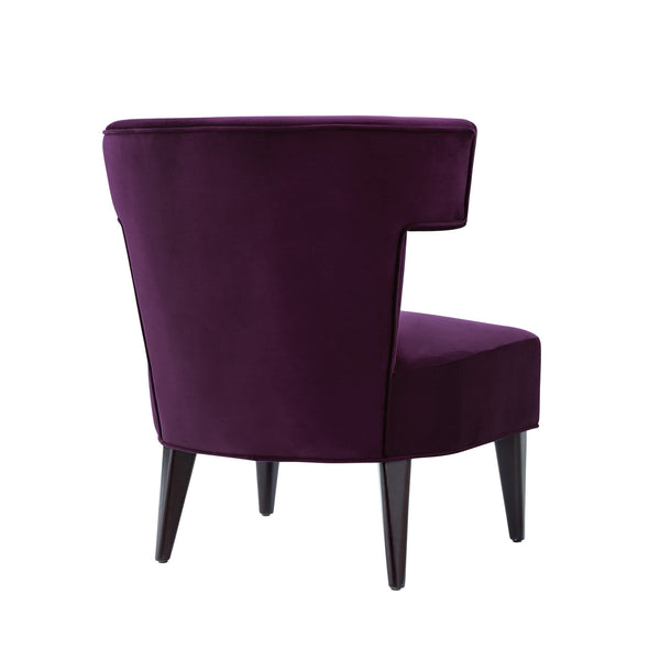Homeroots 30" Purple And Black Velvet Tufted Wingback Chair Purple  533884