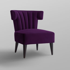 Homeroots 30" Purple And Black Velvet Tufted Wingback Chair Purple  533884