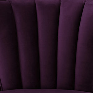 Homeroots 30" Purple And Black Velvet Tufted Wingback Chair Purple  533884