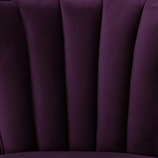 Homeroots 30" Purple And Black Velvet Tufted Wingback Chair Purple  533884