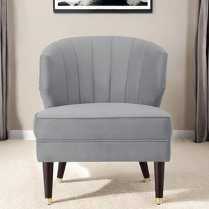 Homeroots 27" Gray And Gold Velvet Tufted Wingback Chair Grey,Gold  533885