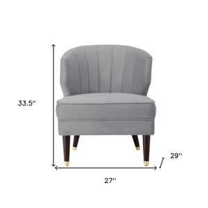Homeroots 27" Gray And Gold Velvet Tufted Wingback Chair Grey,Gold  533885
