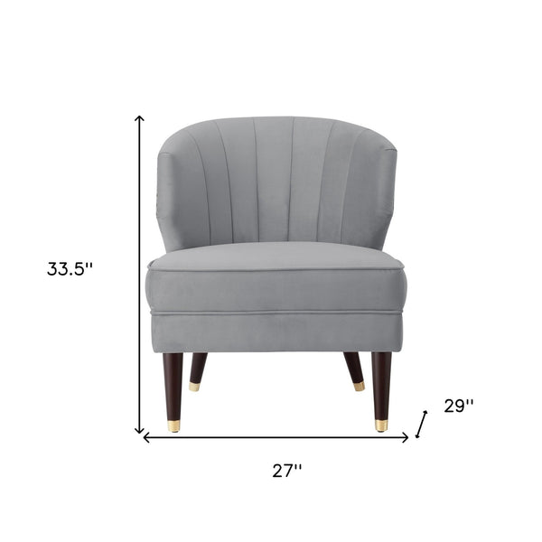 Homeroots 27" Gray And Gold Velvet Tufted Wingback Chair Grey,Gold  533885