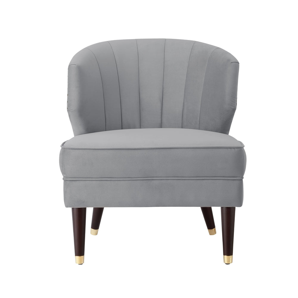 Homeroots 27" Gray And Gold Velvet Tufted Wingback Chair Grey,Gold  533885