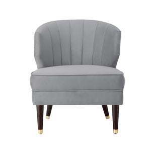 Homeroots 27" Gray And Gold Velvet Tufted Wingback Chair Grey,Gold  533885