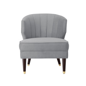 Homeroots 27" Gray And Gold Velvet Tufted Wingback Chair Grey,Gold  533885