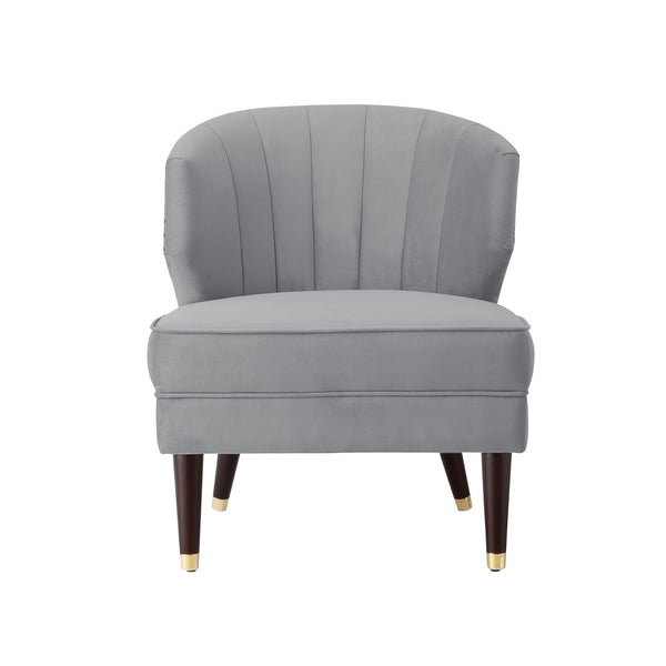 Homeroots 27" Gray And Gold Velvet Tufted Wingback Chair Grey,Gold  533885