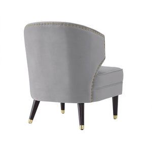 Homeroots 27" Gray And Gold Velvet Tufted Wingback Chair Grey,Gold  533885