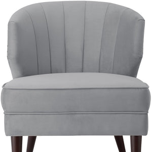 Homeroots 27" Gray And Gold Velvet Tufted Wingback Chair Grey,Gold  533885