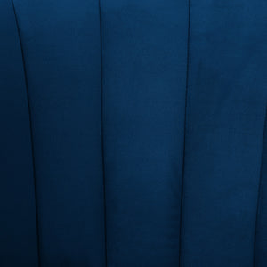 Homeroots 27" Navy Blue And Black And Gold Velvet Tufted Wingback Chair Navy,Gold  533886