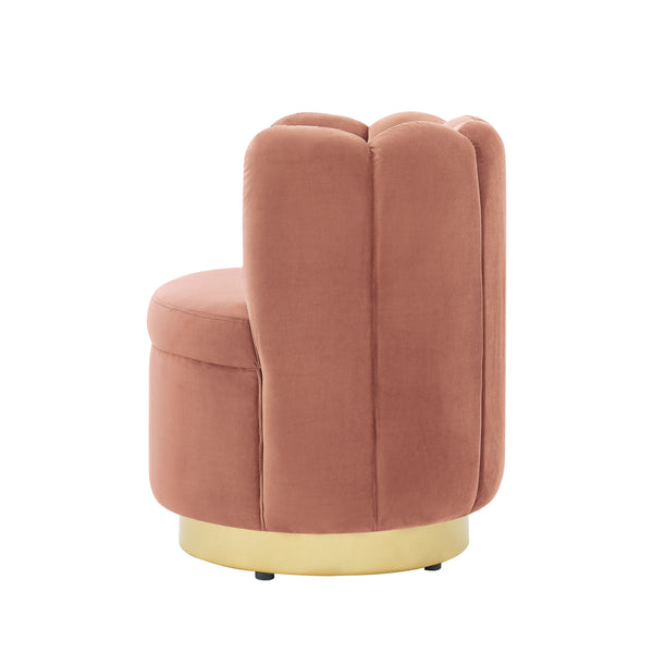 Homeroots 27" Blush And Gold Velvet Tufted Swivel Barrel Chair Blush,Gold  533892
