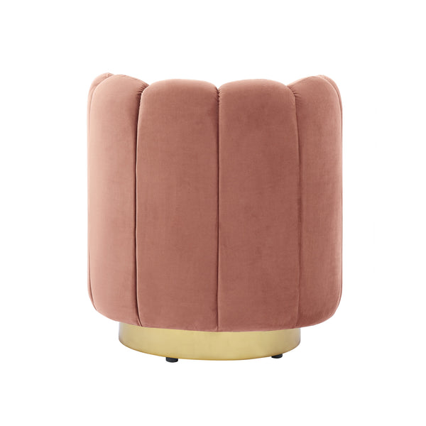Homeroots 27" Blush And Gold Velvet Tufted Swivel Barrel Chair Blush,Gold  533892