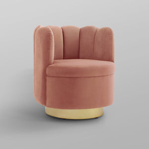Homeroots 27" Blush And Gold Velvet Tufted Swivel Barrel Chair Blush,Gold  533892