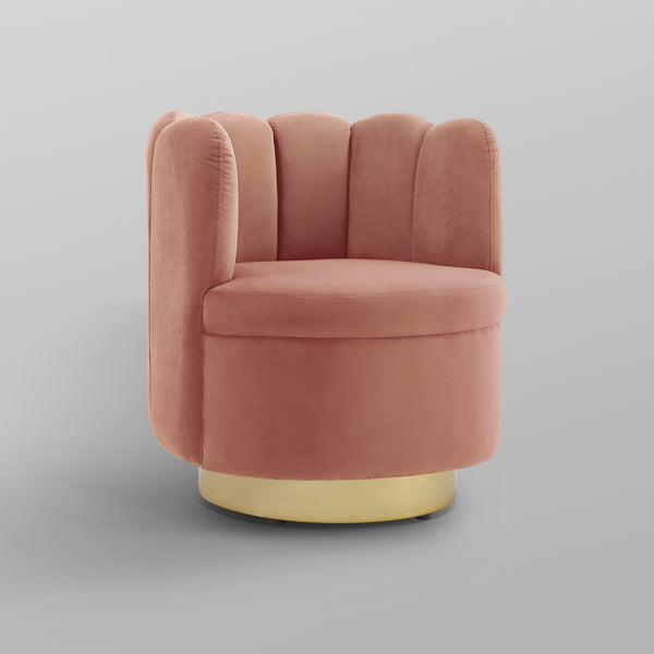 Homeroots 27" Blush And Gold Velvet Tufted Swivel Barrel Chair Blush,Gold  533892