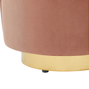 Homeroots 27" Blush And Gold Velvet Tufted Swivel Barrel Chair Blush,Gold  533892