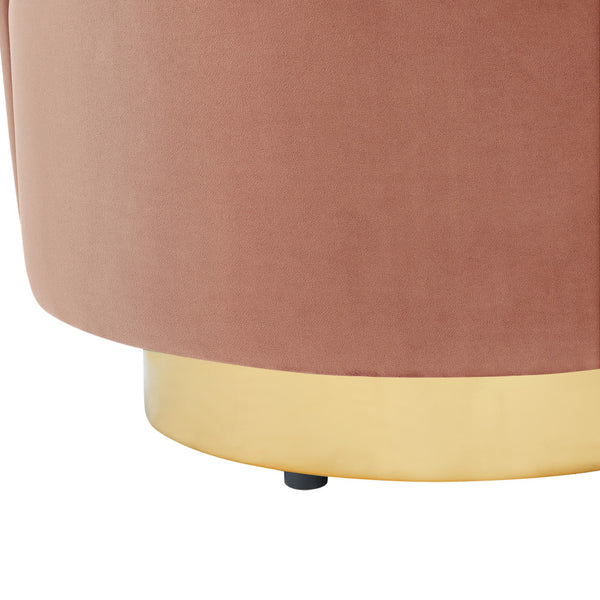 Homeroots 27" Blush And Gold Velvet Tufted Swivel Barrel Chair Blush,Gold  533892
